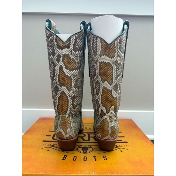 NIB Corral Gold Full Python Limited Edition Women’s Cowboy Boots Size 7.5 - Picture 6 of 11